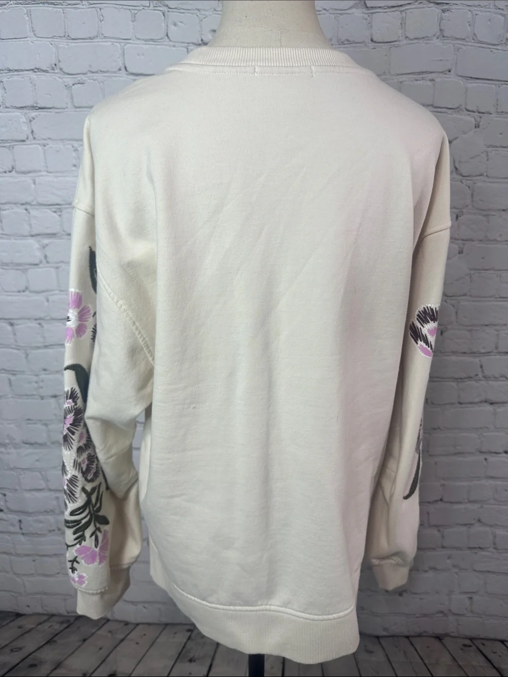 Scotch & Soda embroidered puff-sleeve cream sweatshirt Size L Large